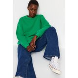Trendyol Green Oversize/Comfortable fit Basic Crew Neck Thick/Polar Fleece Knitted Sweatshirt | Shoptok.si