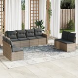 vidaXL 8-dijelni set vrtnih sofa od poliratana s jastucima sivi Cijene