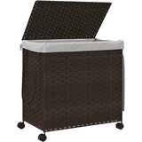  Košara za rublje s kotačima tamnosmeđa 60x35x60,5 cm od ratana | shoptok.hr