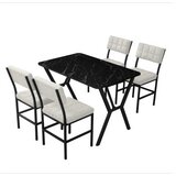 Hanah home Set Trpezarijski sto i 4 stolice Dubai Cream Black | Eponuda.com