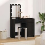  2 Dijelni Set Toaletnog Stola s LED Crnim Konstruiranim Drvom | shoptok.hr