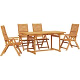  Vrtni set za objed 5 kom. Smeđa Čvrsto drvo akacije 170 x 80 x 75 cm | Shoptok.si