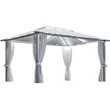 vidaXL Paviljon z zaveso in LED lučkami 4x3 m krem aluminij Cene