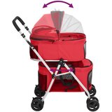 2-slojna sklopiva kolica za pse crvena 83x48x97 cm tkanina | shoptok.hr
