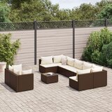  10-dijelni set vrtnih sofa od poliratana s jastucima smeđi | shoptok.hr