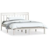  Posteljni okvir bel iz trdnega lesa 135x190 cm 4FT6, (20905242) | Shoptok.si