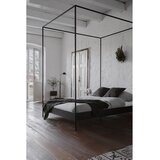 noo.ma Črna jeklena zakonska postelja brez vzglavja/z ogrodjem za baldahin z letvenim dnom 180x200 cm Eton – | Shoptok.si