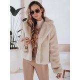 DStreet Płaszcz damski futerkowy GLAMFLUFFY krótki beżowy | shoptok.hr