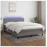  Box spring postelja z vzmetnico LED temno siva 140x200 cm blago | Shoptok.si