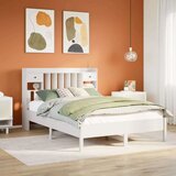 vidaXL Krevet s regalom z knjige bez madraca bijeli 135x190cm borovina Cijene