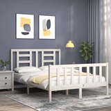  Kreveta s uzglavljem bijeli 140 x 190 cm od masivnog drva | shoptok.hr