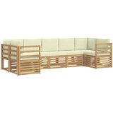 vidaXL Kotna sedežna garnitura z blazino 7 pcs Bela in krem Poliester, (5000283735) | Shoptok.si
