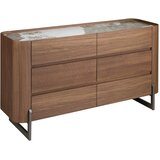 Angel Cerdá Komoda iz oreha in kovinskega temnega jekla s porcelanastim marmorjem, (21009044) | Shoptok.si
