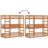 vidaXL Trostruki krevet na kat voštano smeđi 90x200 cm borovina | shoptok.hr
