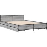 vidaXL Okvir za krevet s ladicama boja sivog hrasta 135x190 cm | shoptok.hr