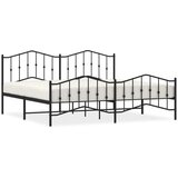  The Living Store Kovinski posteljni okvir z vzglavjem in vznožjem črn 193x203 cm - Posteljni Okvir, (21501189) | Shoptok.si