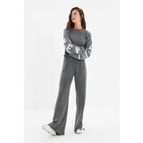 Trendyol Anthracite Washed Wide Leg Knitted Sweatpants Cene