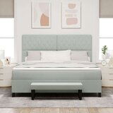 Box Spring Krevet s Madracem i Klupom Svijetlo Siva 180x200 cm Baršun | shoptok.hr