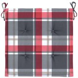 vidaXL Blazine za vrtne stole 4 kosi rdeč karo vzorec 50x50x3 cm blago | Shoptok.si