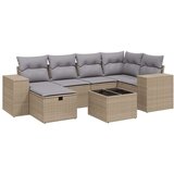  7-dijelni set vrtnih sofa s jastucima bež od poliratana | shoptok.hr