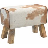  Klupa 60 x 30 x 45 cm Prava koža Smeđa i bijela | shoptok.hr