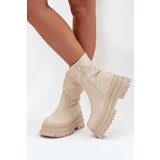 Boto Boots On Massive Platform Eco Leather Beige Kylira | shoptok.hr