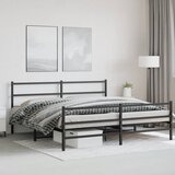 Metalni okvir kreveta s uzglavljem i podnožjem crni 193x203 cm | shoptok.hr