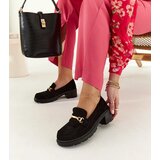 Gemre Black suede block heel loafers Sherie Cene