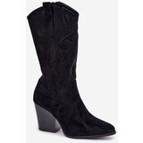 S. BARSKI Perforated Cowboy Boots On Heel Black S.Barski | ePonuda.com
