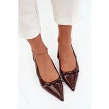 Boto Patent leather high heels with bow chocolate Olvena | Shoptok.si