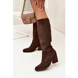 Zazoo Suede Knee High Boots With Zip Chocolate Lissara | Shoptok.si