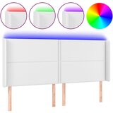 Maison Chic led posteljno vzglavje - vzglavna omarica - nočna omarica belo 183x16x118/128 cm umetno usnje, (21711673) Cene