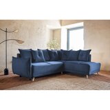 Miuform Tamno plava sklopiva kutna garnitura od samta (s desnim kutom) Lazy Lukka – | shoptok.hr