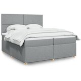 vidaXL Box spring postelja z vzmetnico svetlo siva 200x200 cm blago | Shoptok.si