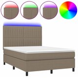  box spring s madracem LED smeđesivi 140x200 cm tkanina | shoptok.hr