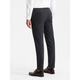 Ombre Men's classic chino pants with fine texture - graphite | ePonuda.com