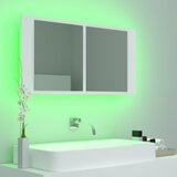  LED kupaonski ormarić s ogledalom bijeli 90x12x45 cm akrilni | shoptok.hr