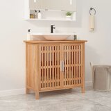 vidaXL Kopalniška omarica za umivalnik 66x29x61,5 cm trdna orehovina | Shoptok.si