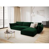 Mazzini Sofas Temno zelena žametna kotna sedežna garnitura z ležalnikom (desni kot) Vanda – | Shoptok.si