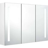 vidaXL LED kopalniška omarica z ogledalom 89x14x62 cm sijoče bela | Shoptok.si