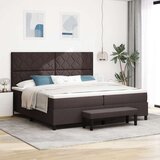 vidaXL Krevet s box springom s madracem i klupom tamnosmeđa 200x200 cm Tkanina | shoptok.hr