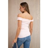 Kesi Shoulder-length blouse with frills powder pink | shoptok.hr