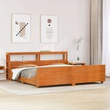 vidaXL Posteljni okvir brez vzmetnice vošč. rjava 200x200 cm borovina | Shoptok.si