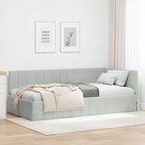  Kutni okvir kreveta Svijetlo siva 90 cm x 190 cm Baršun | shoptok.hr