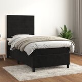  The Living Store Box spring postelja z vzmetnico črna 100x200 cm žamet - Box Spring Postelja, (21489074) Cene