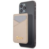 Torbica za kartice Guess Wallet Cardslot Sticker 3M Saffiano Script zlatna (GUCHSSAGO)