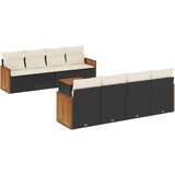  9-dijelni set vrtnih sofa s jastucima crni od poliratana | shoptok.hr