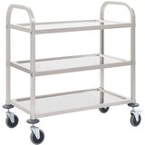 vidaXL Kuhinjski voziček 3-nadstropni 95x45x83,5 cm nerjaveče jeklo | Shoptok.si