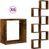  Zidne kockaste police 6 kom dimljeni hrast 30x15x30 cm | Eponuda.com
