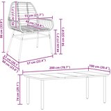  Vrtni blagovaonski set od 9 dijelova, crni, poliratan, staklo | shoptok.hr
